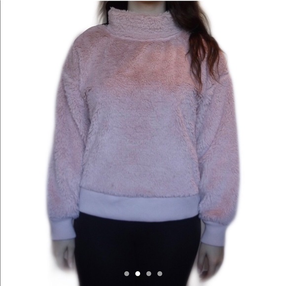 Gap pink soft furry mock neck sweater - Picture 2 of 4